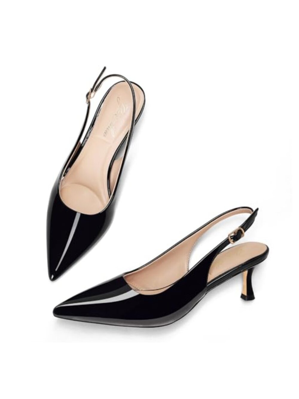 Kitten Heel Slingback Closed Pointed Toe Low Heels Pumps Women 2 Inch Short
